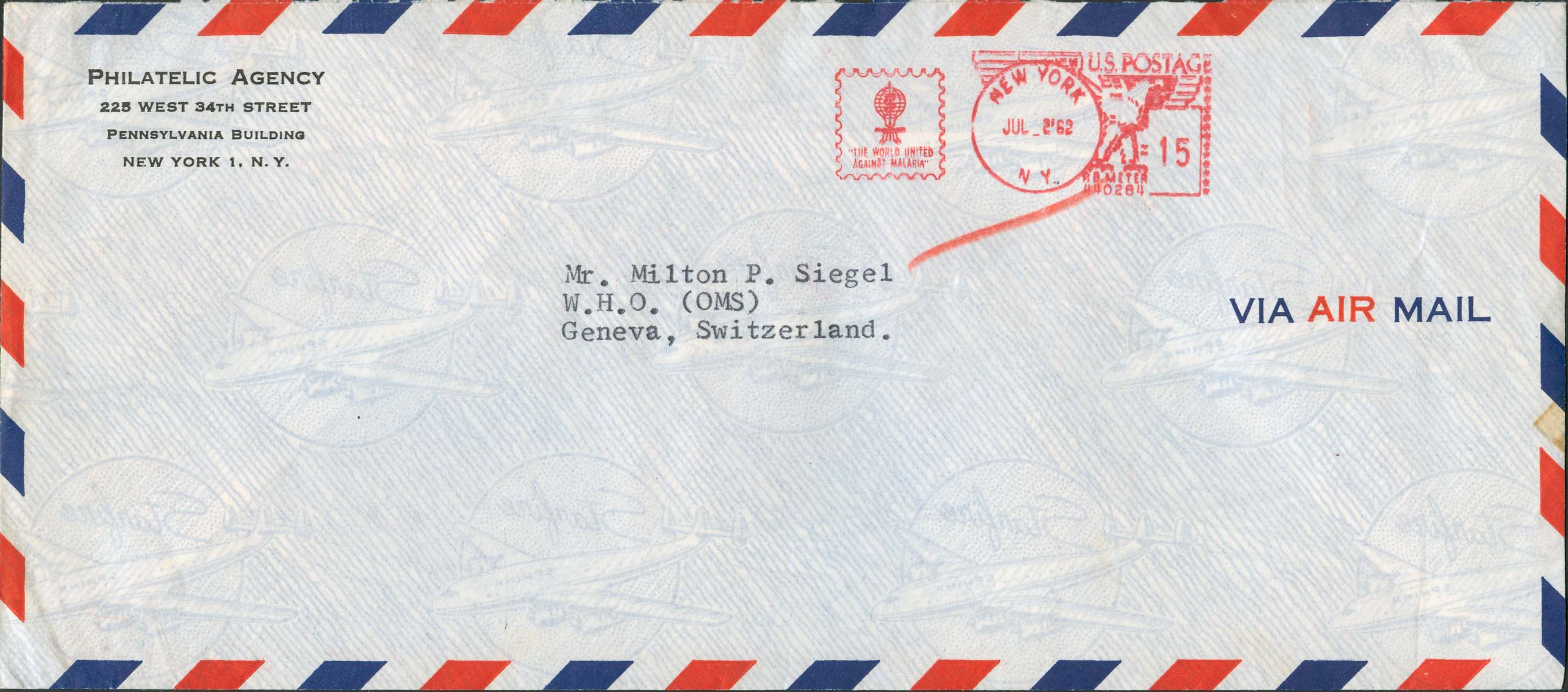 07/02/1962, International Airmail Letter