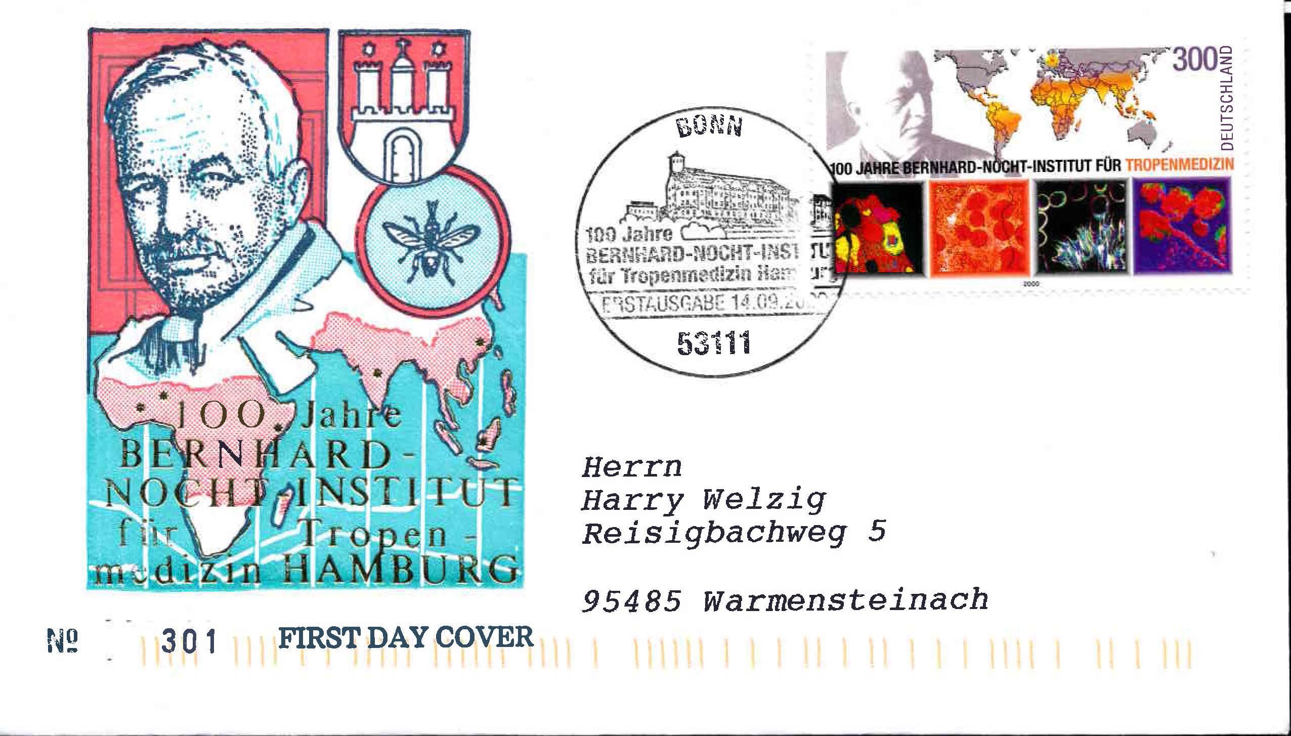 Germany Scott 2101 First Day Cover, Cachet 3, Bonn Cancellation - Sent Through the Mail to Warmensteinach