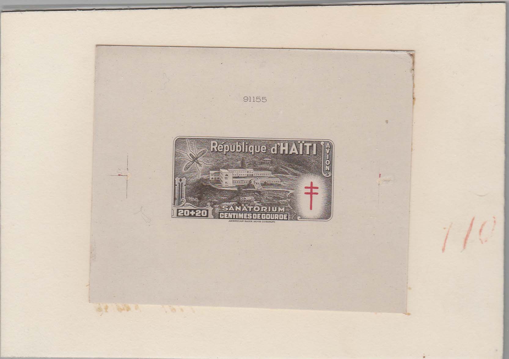 Haiti Scott CB3 Die Proof Glued on Card