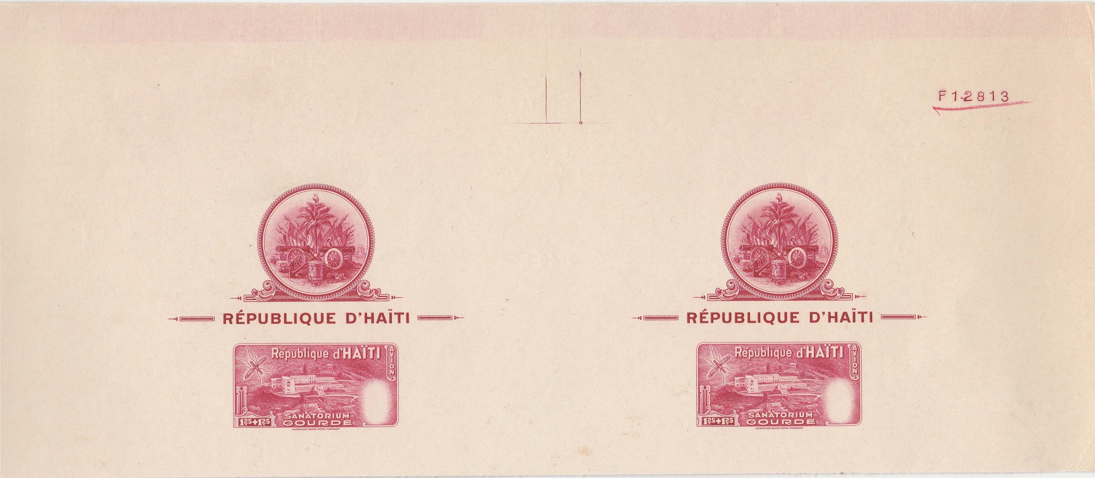Haiti Scott CB7A Proof on Card Stock (Pair) - Front